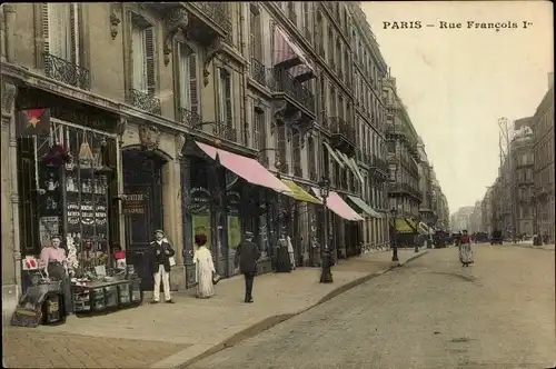 Ak Paris VIII., Rue Francois Ier, Geschäfte