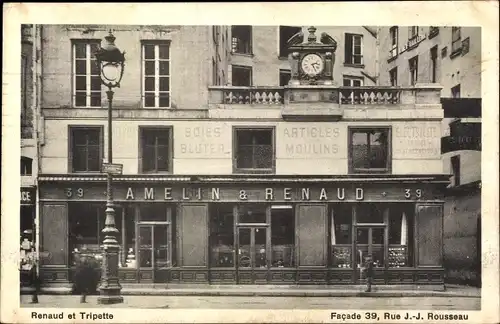 Ak Paris I., Rue Jean Jacques Rousseau, Renaud et Tripette, Articles Moulins, Amelin & Renaud