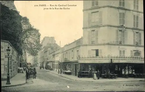 Ak Paris V., Rue du Cardinal Lemoine, prise de la Rue des Ecoles