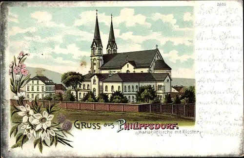 Litho Filipov Filippsdorf Philippsdorf Jiříkov Georgswalde Region Aussig, Mariahilfkirche, Kloster