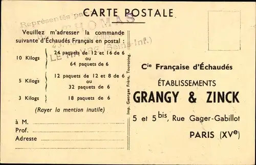 Ak Paris XV, Rue Gager-Gabillot, Compagnie Francaise d'Échaudés Grangy & Zinck, Échaudage