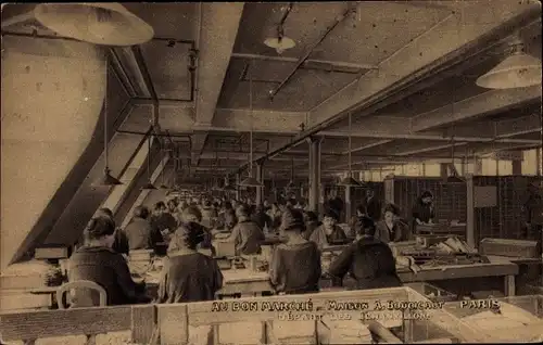 Ak Paris VII, Au Bon Marché, Maison A. Boucicaut, Départ des Echantillons