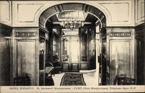 Ak Paris XIV, Boulevard du Montparnasse, Hotel Terminus, Interieur