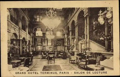 Ak Paris VIII, Gare Saint Lazare, Hotel Terminus, Salon de Lecture