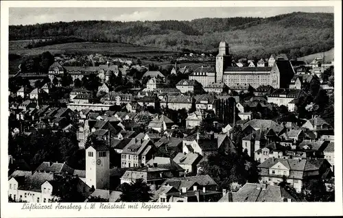 Ak Arnsberg Sauerland, Neustadt mit Regierung, Stadtpanorama