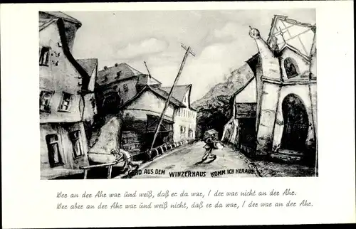 Wirtshaus Gedicht Ak Sinzig am Rhein, Betrunkener, Winzerhaus, Wer an der Ahr war
