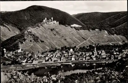 Ak Alken an der Mosel, Gesamtansicht, Mosel, Berge