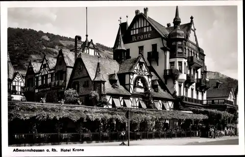 Ak Assmannshausen Rüdesheim am Rhein, Hotel zur Krone