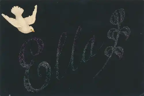 Buchstaben Ak Ella, Glitzer, Taube, Blume