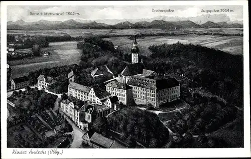 Ak Andechs am Ammersee, Kloster Andechs, Dreitorspitze, Zugspitze, Benediktenwand