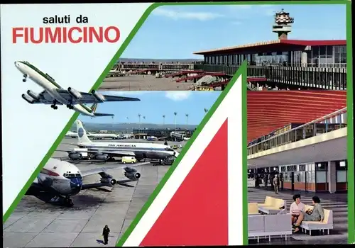 Ak Fiumicino Roma Rom Lazio, Passagierflugzeug Pan American, Flughafen Leonardo da Vinci