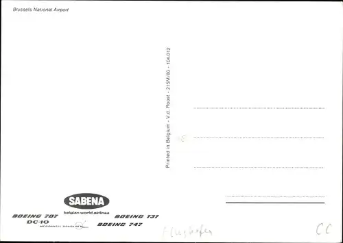 Ak Bruxelles Brüssel, National Airport, Sabena, Passagierflugzeuge, Boeing 707, 737, 747, DC 10