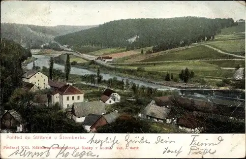 Ak Stříbrne u Sternberka Mittelböhmen, Blick auf den Ort