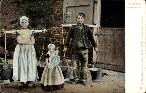 Ak Walcheren Zeeland Niederlande, Boerenfamilie, Wasserträger