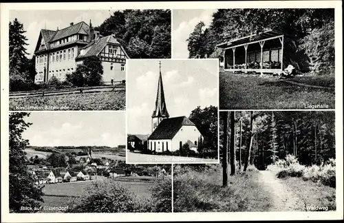 Ak Achelriede Bissendorf in Niedersachsen, Kinderheim, Liegehalle, Kirche, Ort, Waldweg