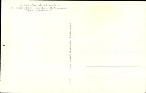 Ak Negenharrie in Schleswig Holstein, Gasthof Zum alten Haeseler