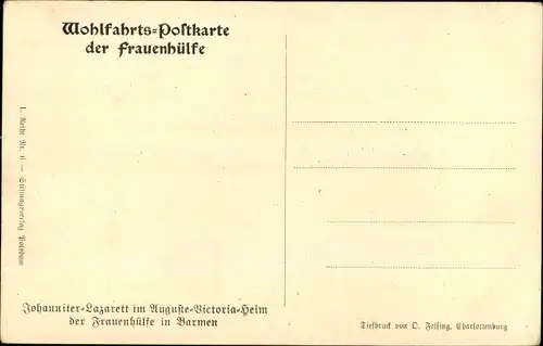 Ak Barmen Wuppertal in Nordrhein Westfalen, Gruppenportrait Johanniterlazarett Auguste Victoria Heim