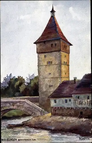 Künstler Ak Mürdter ,Waiblingen, Beinsteiner Tor 1943