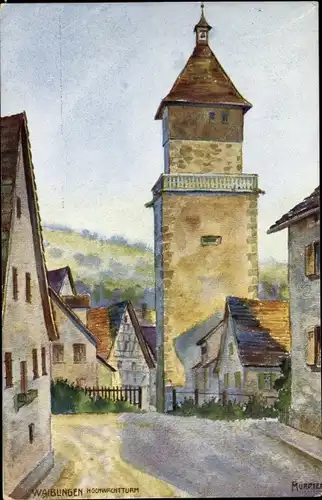 Künstler Ak Mürdter, Waiblingen, Hochwasserturm