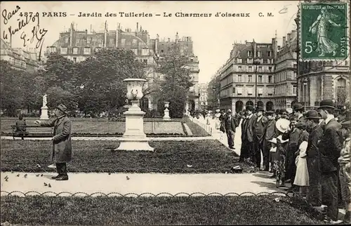 Ak Paris Frankreich, Charmeur d'Oiseaux aux Tuileries, Jardin des Tuileries