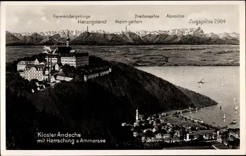 Ak Andechs am Ammersee, Kloster Andechs, Karwendelgebirge, Alpspitze, Zugspitze