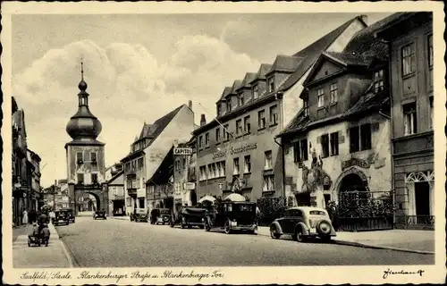 Ak Saalfeld an der Saale Thüringen, Blankenburger Straße, Tor, Gasthof Gambrinus, Capitol