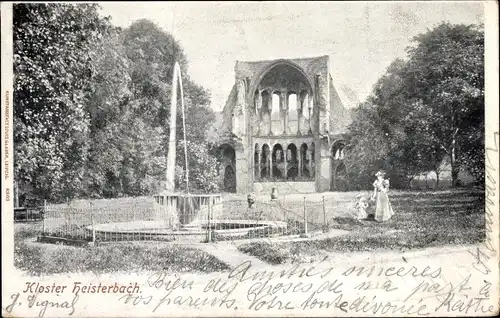 Ak Königswinter am Rhein, Kloster Heisterbach, Ruine und Springbrunnen