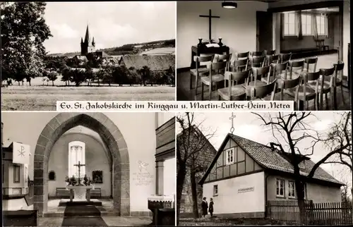 Ak Netra Ringgau Hessen, St. Jakobskriche, Martin Luther Heim, Innenansicht, Landschaftsblick