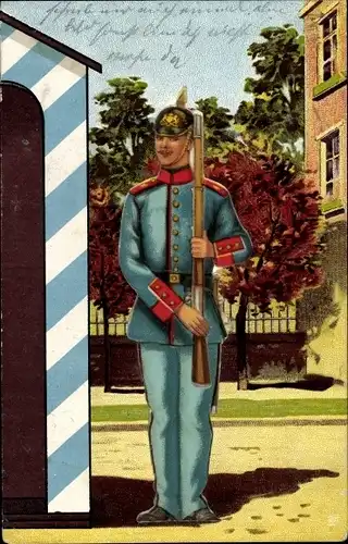 Litho Deutscher Soldat in Uniform, Wachsoldat