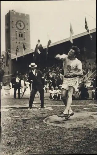 Ak Stockholm Schweden, Olympische Spiele 1912, Olympiska Spelens, Diskuswerfer J. H. Duncan