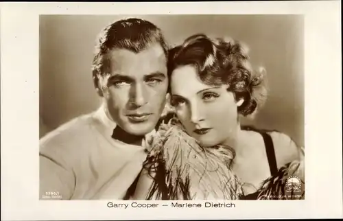 Ak Schauspielerin Marlene Dietrich, Gary Cooper, Portrait, Ross Verlag 5380/1