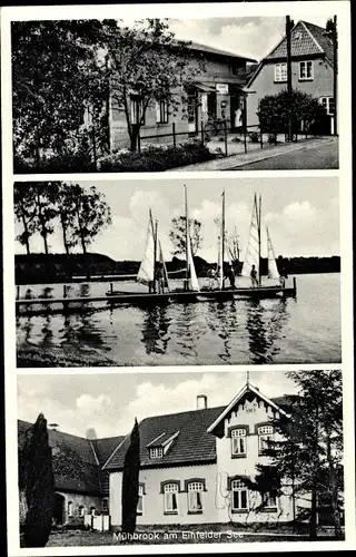 Ak Mühbrook in Holstein, Gasthof, Anleger, Einfelder See