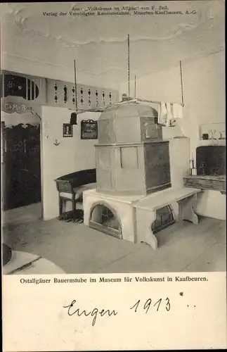 Ak Kaufbeuren an der Wertach in Schwaben, Ostallgäuer Bauernstube im Museum f. Volkskunst