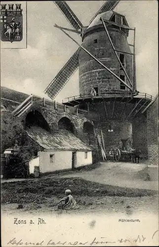 Ak Zons Dormagen Niederrhein, Mühlenturm