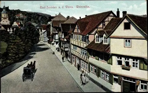 Ak Bad Sooden Allendorf in Hessen, Straßenpartie, Weinreihe, Kutsche