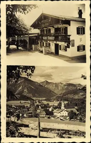 Ak Fischbachau in Oberbayern, Café Bauer, Teilansicht vom Ort