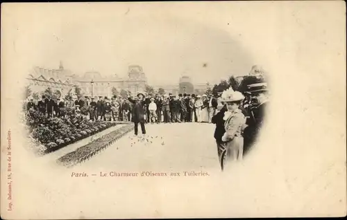 Ak Paris Frankreich, Charmeur d'Oiseaux aux Tuileries, Jardin