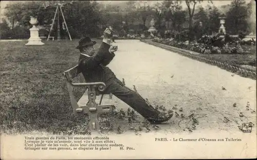 Ak Paris, Le Charmeur d'Oiseaux aux Tuilleries