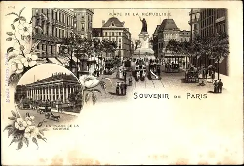 Litho Paris, Place de la Bourse, Place de la République