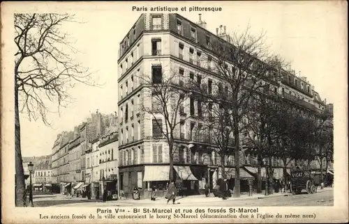 Ak Paris V, Boulevard de Saint Marcel, Rue des Fossés Saint Marcel