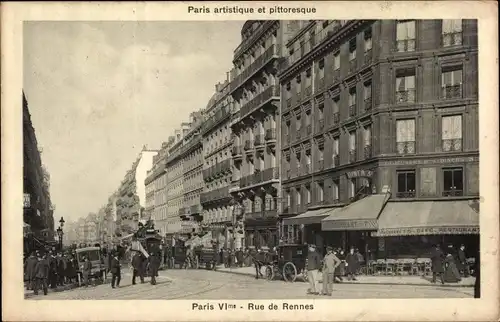 Ak Paris VI, Rue de Rennes, Restaurant