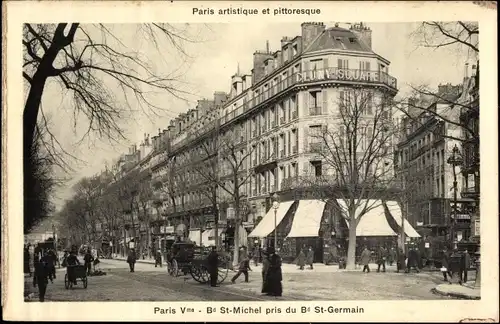 Ak Paris V, Boulevard de Saint Michel, Boulevard Saint Germain, Geschäfte