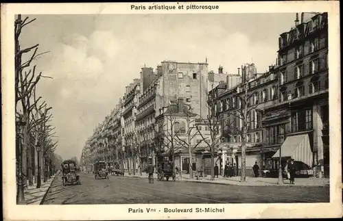 Ak Paris V, Boulevard de Saint Michel, Geschäfte, Automobile