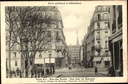 Ak Paris V, Rue des Écoles, Rue Jean de Beauvais, Straßenpartie