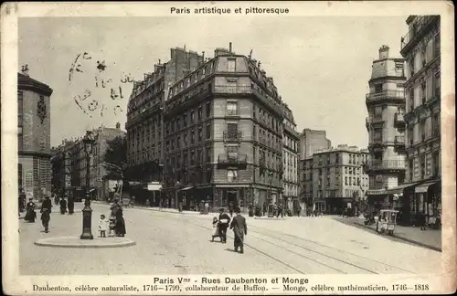 Ak Paris V, Rues Daubeton et Monge, Straßenpartie