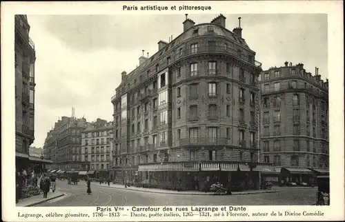 Ak Paris V, Carrefour des Rue Lagrange et Dante, Geschäfte