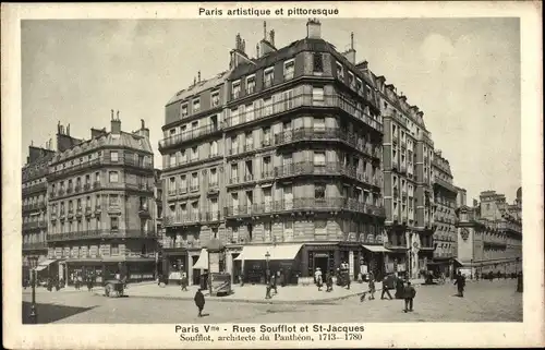Ak Paris V, Rues Soufflot et Saint Jacques, Geschäfte