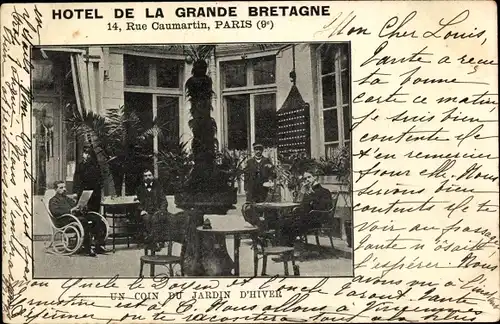 Ak Paris IX., Hotel de la Grande Bretagne, Rue Caumartin, Jardin  d'Hiver