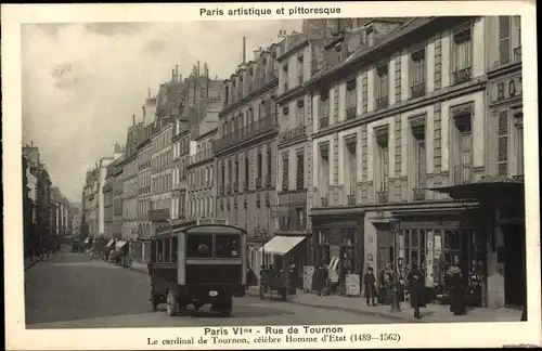 Ak Paris VI., Rue de Tournon, Geschäfte, Autobus, Hotel