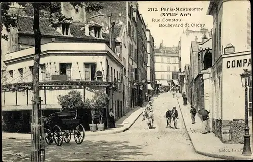 Ak Paris XVIII., Rue Coustou, Boulevard de Clichy